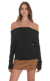 Off Shoulder Knitted Jumper in Black