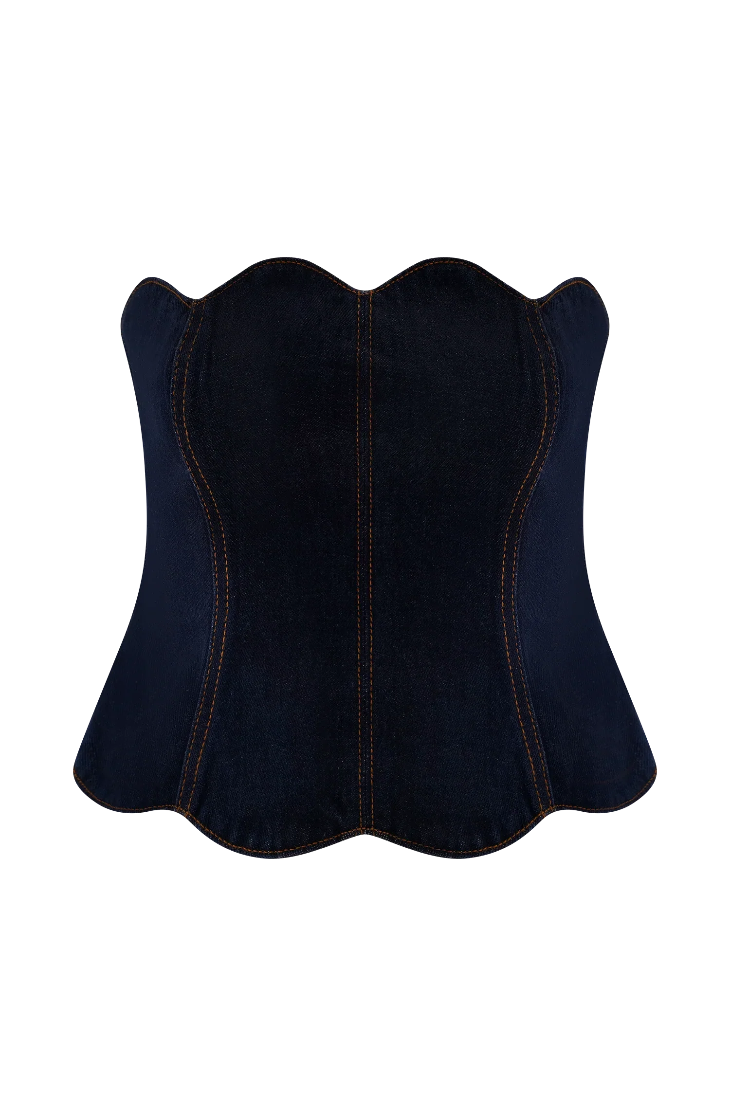 Oakley Strapless Scallop Denim Top Indigo Blue