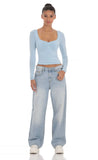 Fitted Long Sleeve Top in Baby Blue