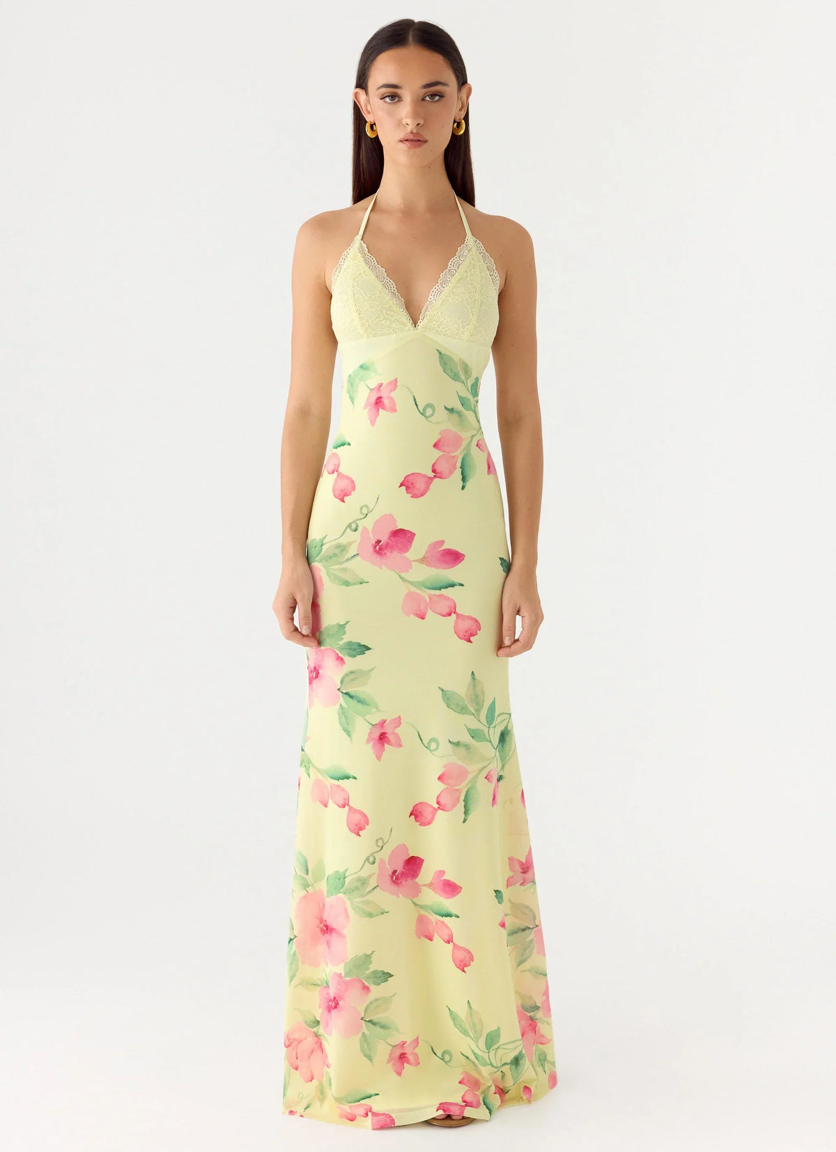 Takedown Halter Maxi Dress Lemon Soleil