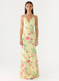 Takedown Halter Maxi Dress Lemon Soleil