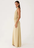 Donyale Halter Maxi Dress Pale Olive