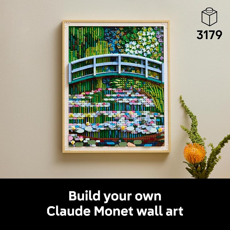 LEGO Art Claude Monet Bridge Over a Pond of Water Lilies Building Sets for Adults Ages 18 Wall Decor for Living Room or Home Office Gift for Women Men 31220