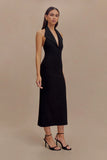 Annita Crepe Halter Midi Dress Black
