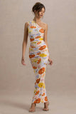 Dalarie Bright Floral Print One Shoulder Gathered Maxi Dress