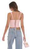 Ruffle Scoop Corset Top in Pink