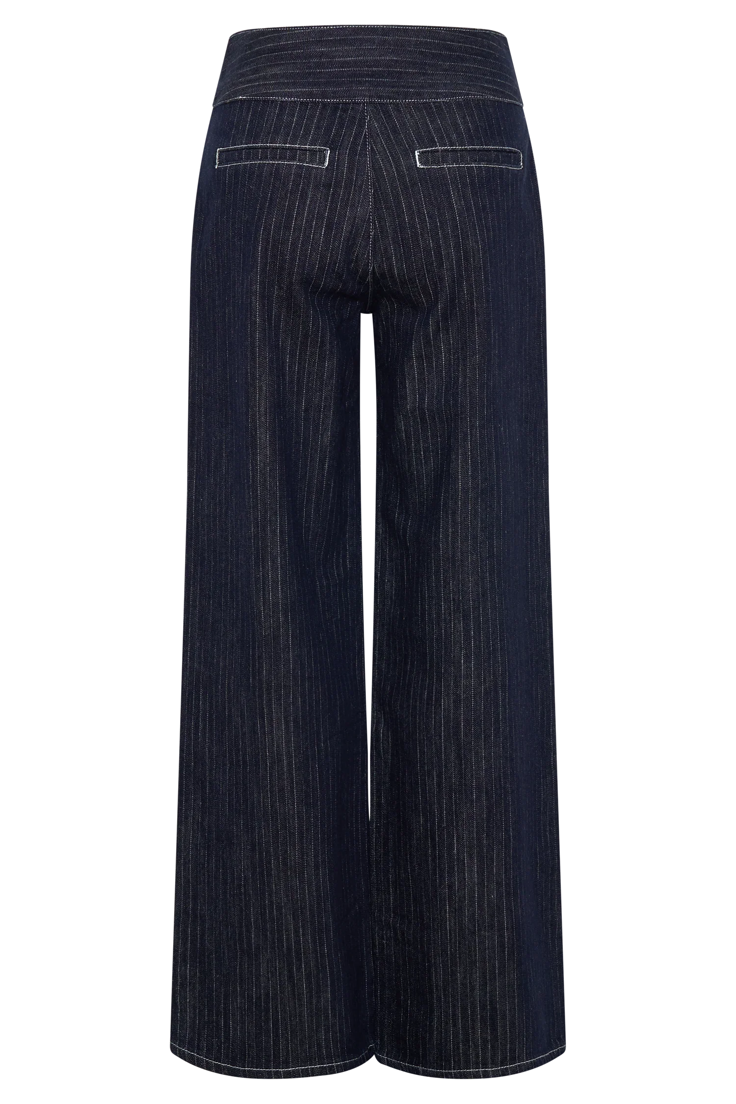 Sienna Flare Mid Rise Denim Jeans Indigo Pinstripe