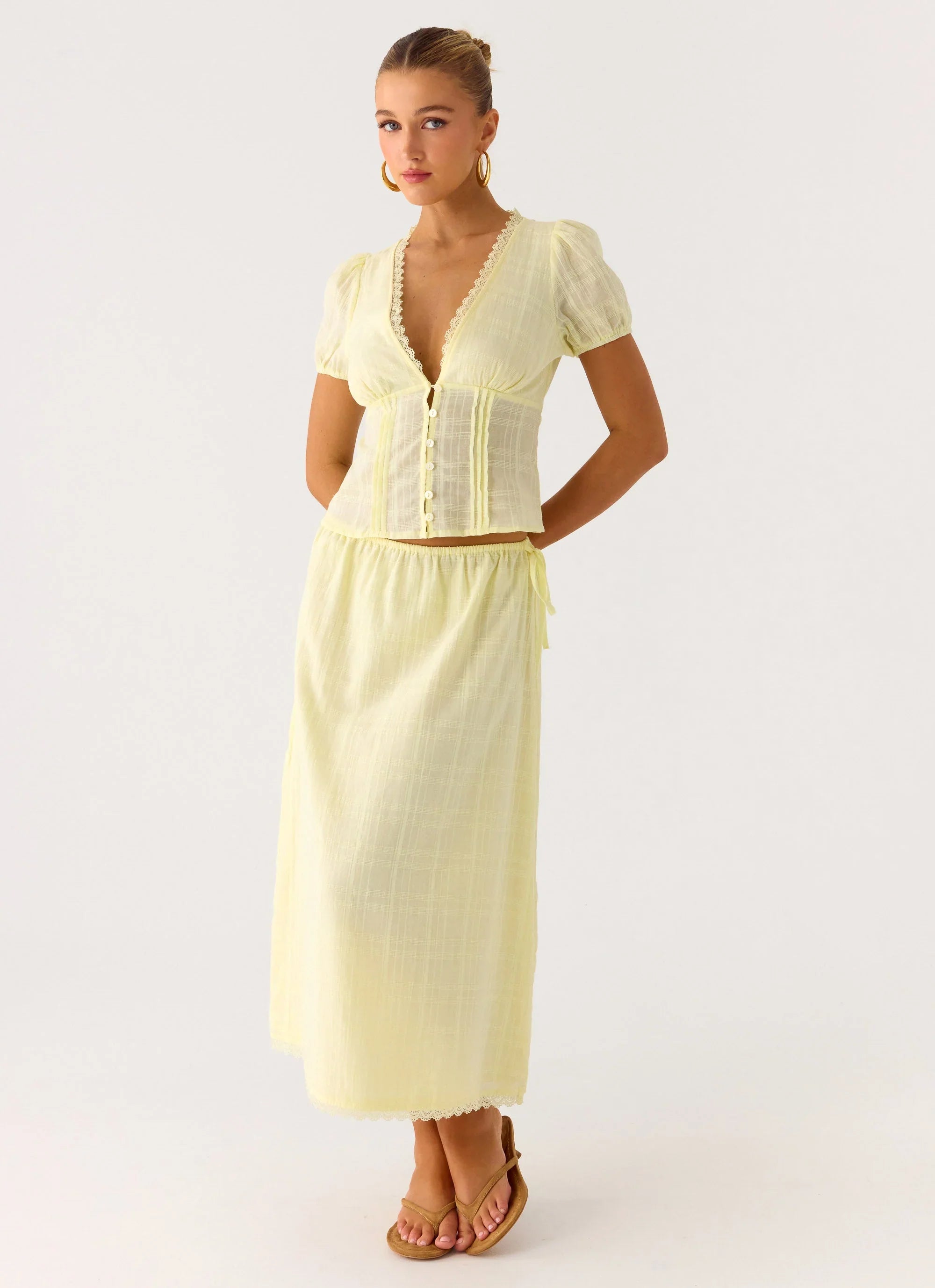 Sweet Lullaby Button Up Shirt Lemon Yellow