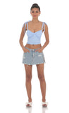Shoulder Ties Twist Top in Blue