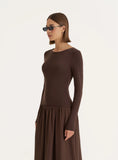 Chocolate Contrast Long Sleeve Maxi Dress