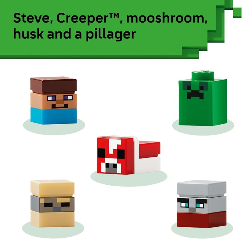 LEGO Minecraft Mini Biomes Building Pretend Play Toy for Boys Girls Video Game Playset Toy Figures for Preteens Ages 12 W 2 Minifigures 3 Microfigures Gift Idea for Birthdays 21589