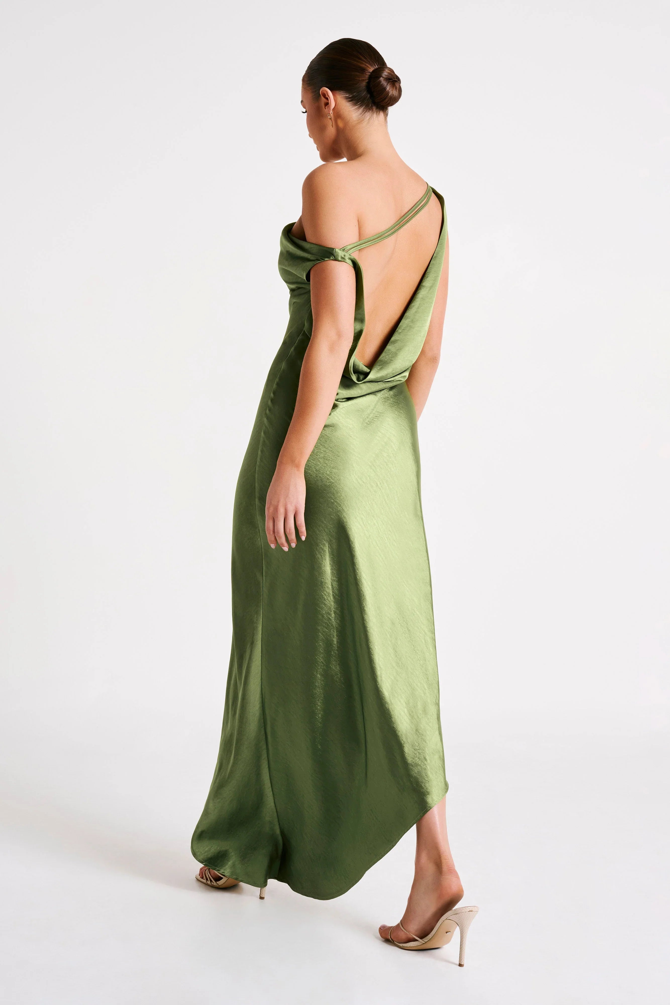 Yvette Slip Maxi Dress With Asymmetrical Hem Emerald