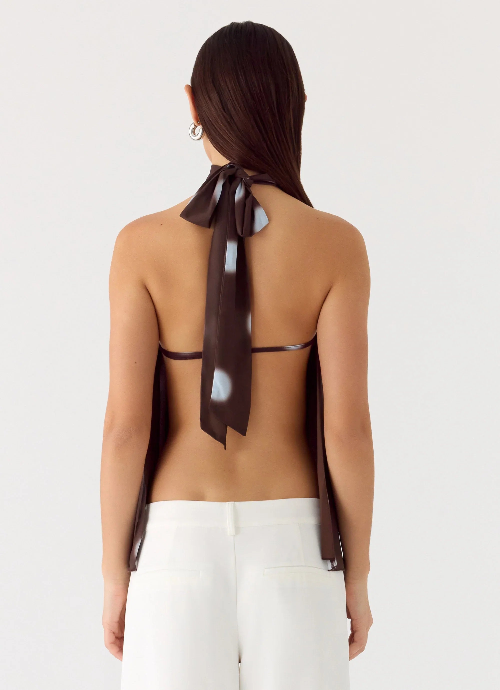 Corrida Backless Top Chocolate Blue Dot