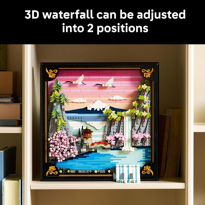 LEGO Art Japanese Cherry Blossom Landscape Building Set for Adults Room Decoration Gift for Women Men Ages 18 Framed Wall Decor Stand or Hang to Display 31218