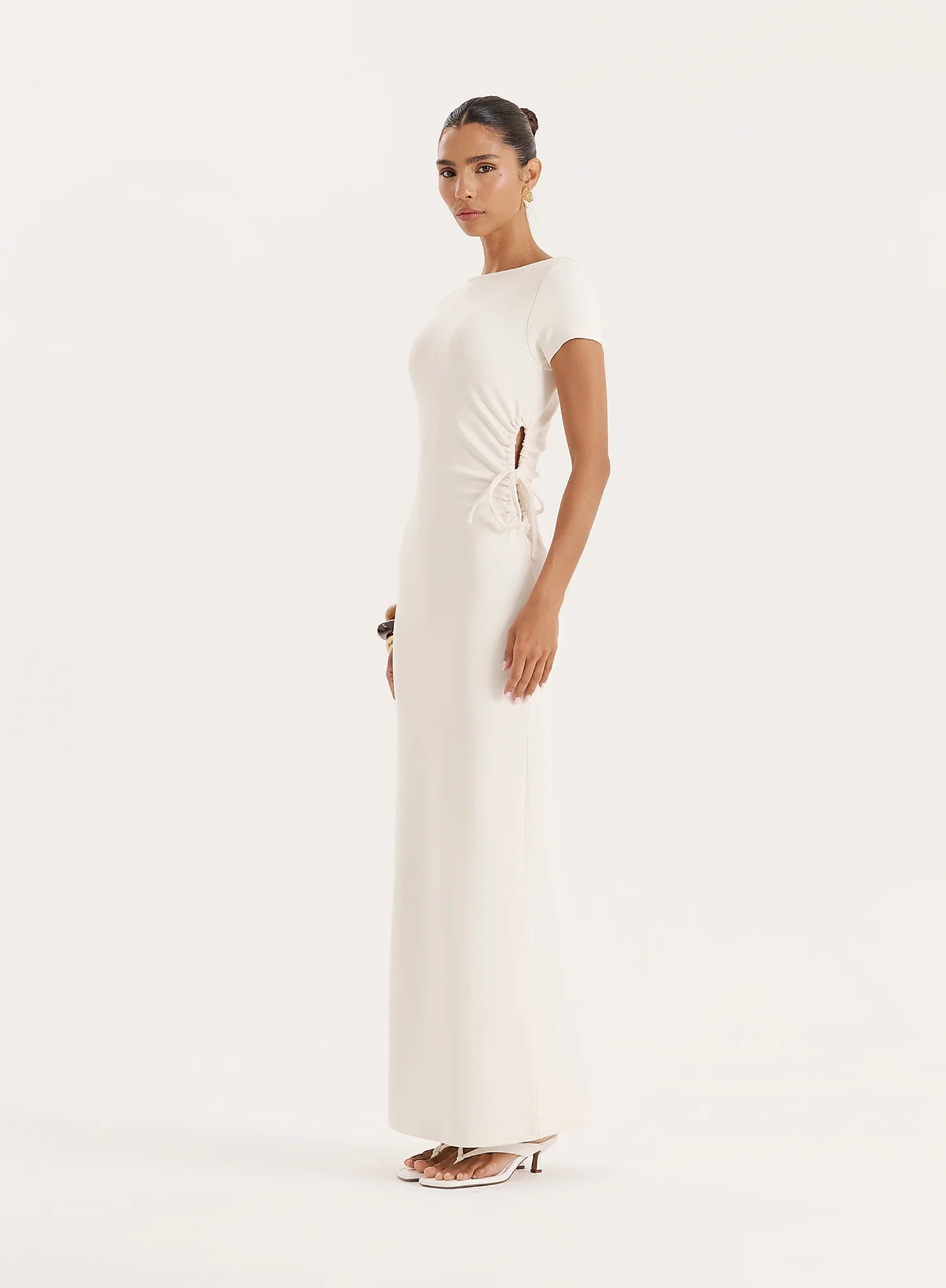 Off White Jersey Cut Out Maxi Dress