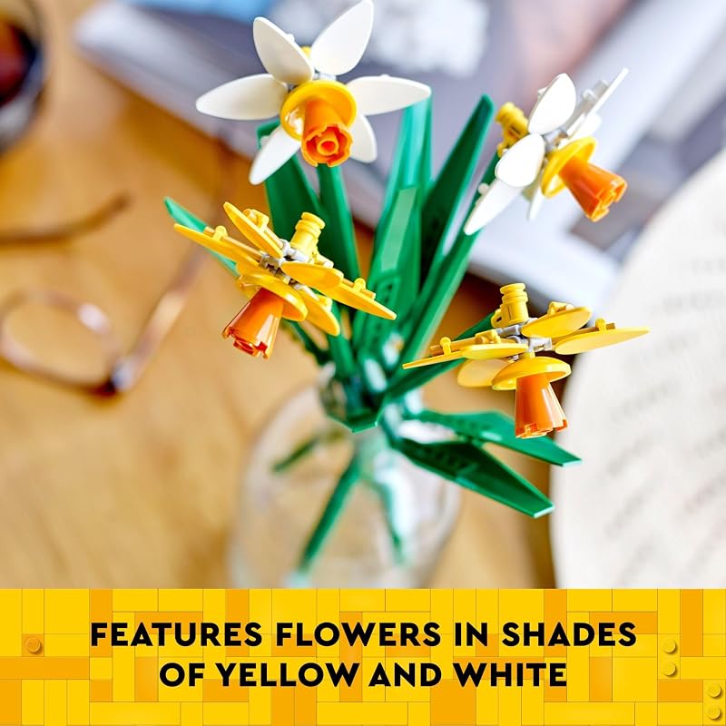 LEGO Daffodils Building Toy for Kids Girls and Boys Ages 8 Birthday Gift for Kids Artificial Daffodil for Bedroom Decor and Display 40747