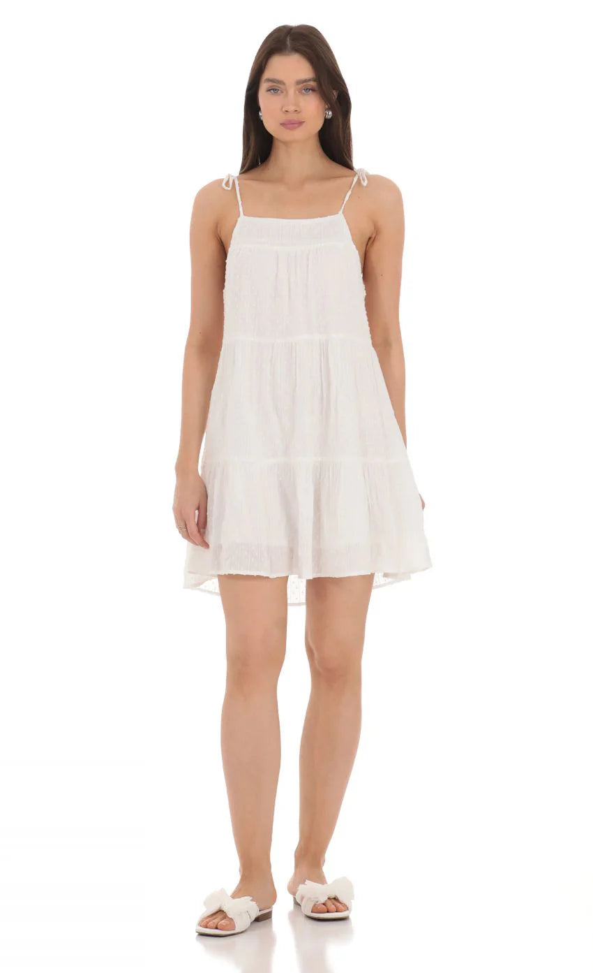Dotted Shift Dress in White