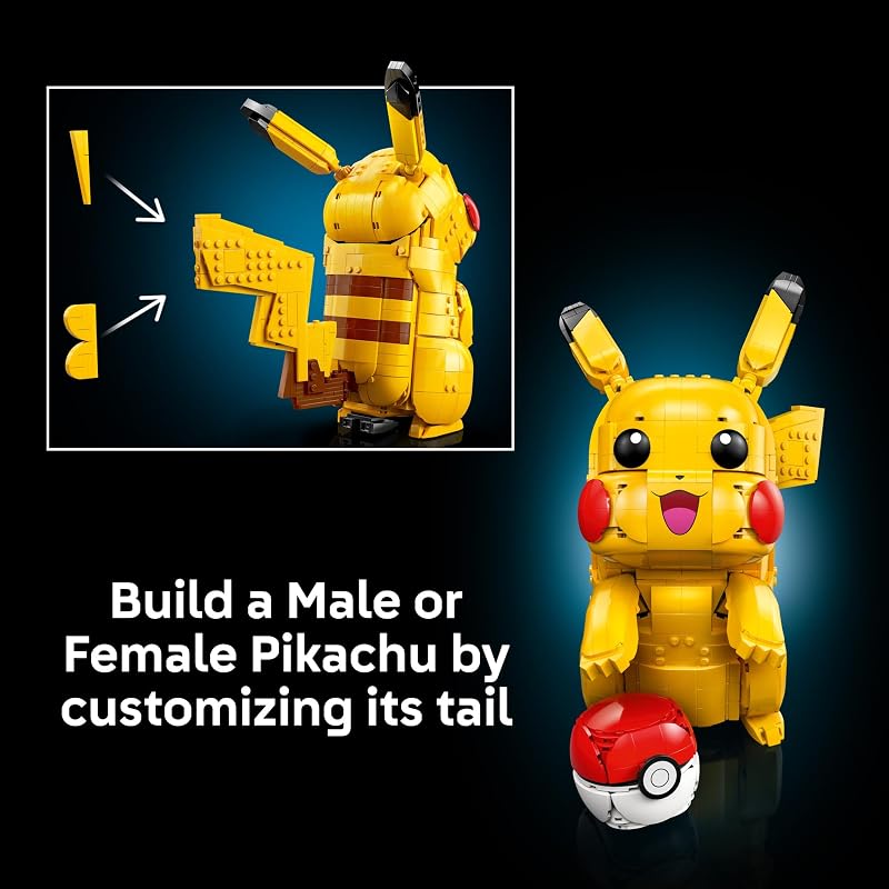 LEGO Pokémon Pikachu and Poké Ball Collectible Building Sets for Adults Ages 18 Pokémon Figure for Display Desk Shelf or Office Decor Gift for Men Women 72152