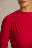 Virelle Red Boat Neck Maxi Dress With Wrap Detail And Sash
