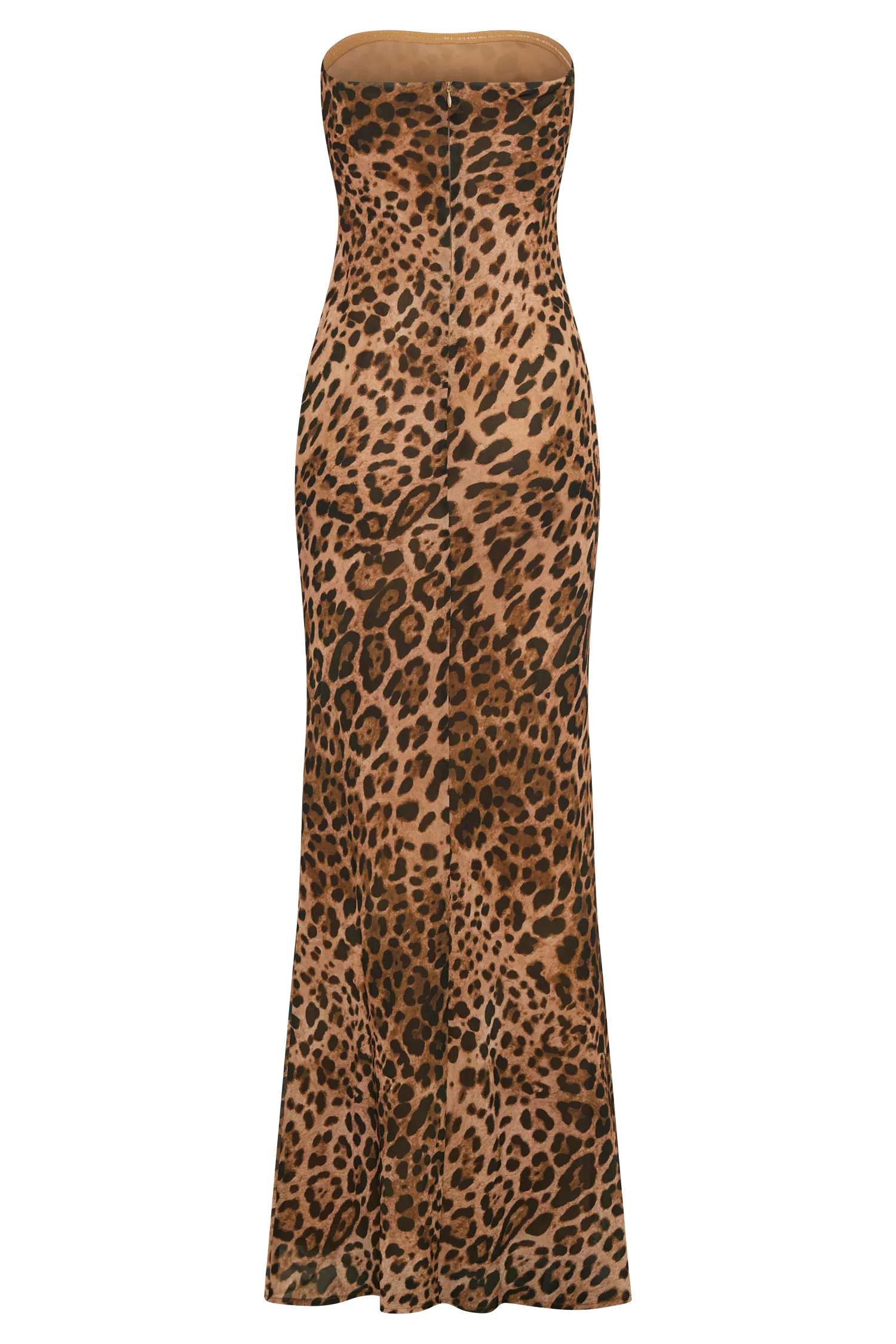 Breanna Strapless Chiffon Maxi Dress Leopard Print