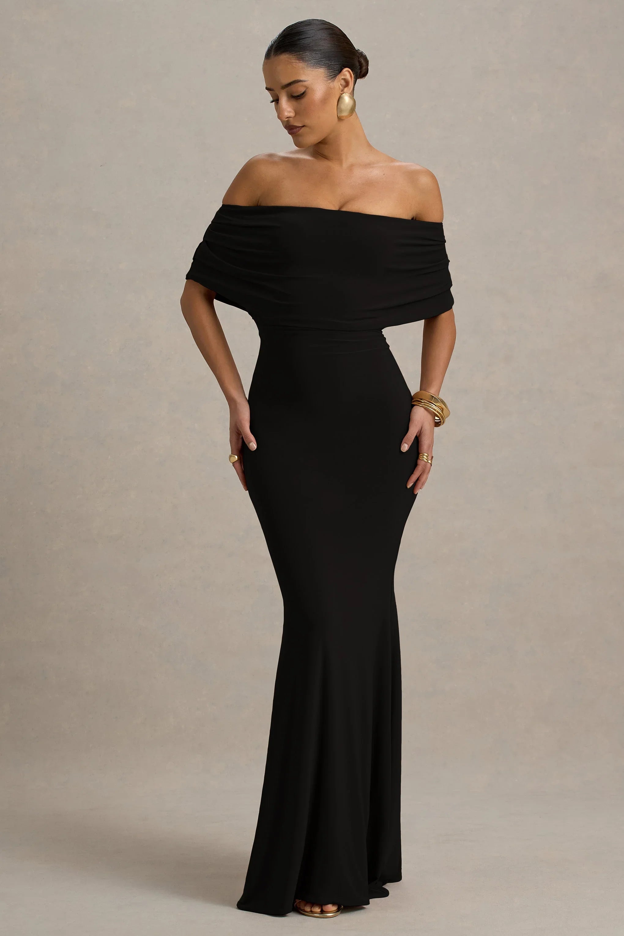 Bowden Black Bardot Maxi Dress