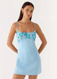 Zion Beaded Micro Mini Dress Blue