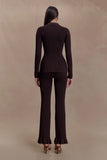 Suzie Ribbed Flared Pants Chocolate