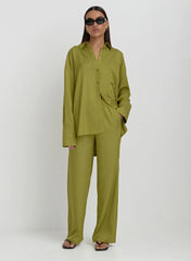 Green Jacquard Satin Print Trouser
