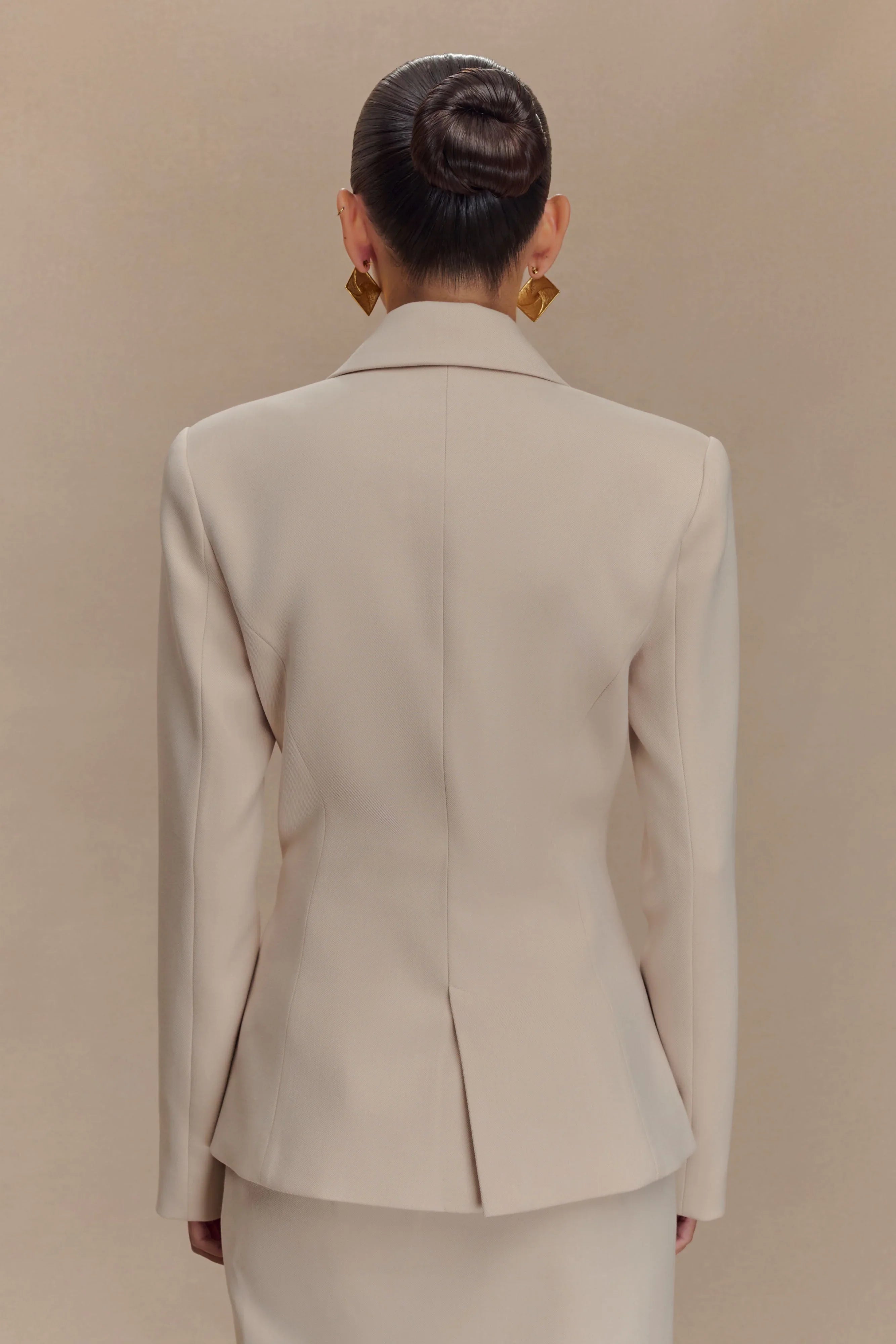 Max Cinched Waist Blazer Ivory Stone