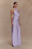 Phyllis Satin Halter Maxi Dress Lilac