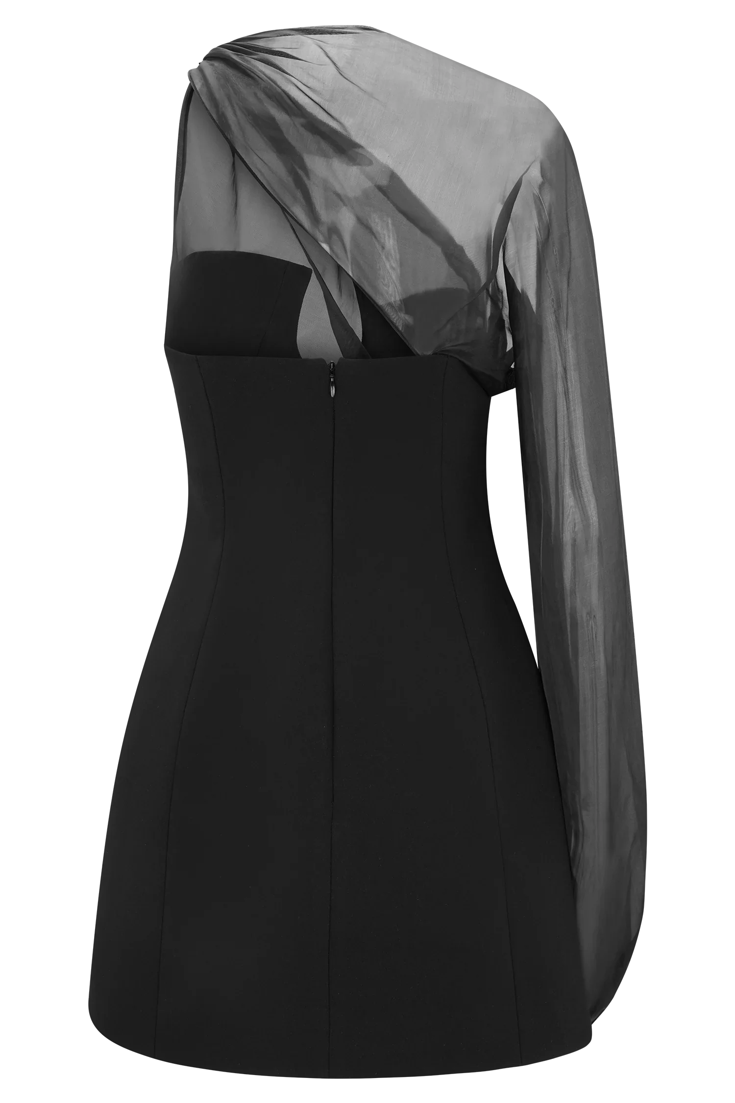 Effie Organza One Sleeve Mini Dress Black