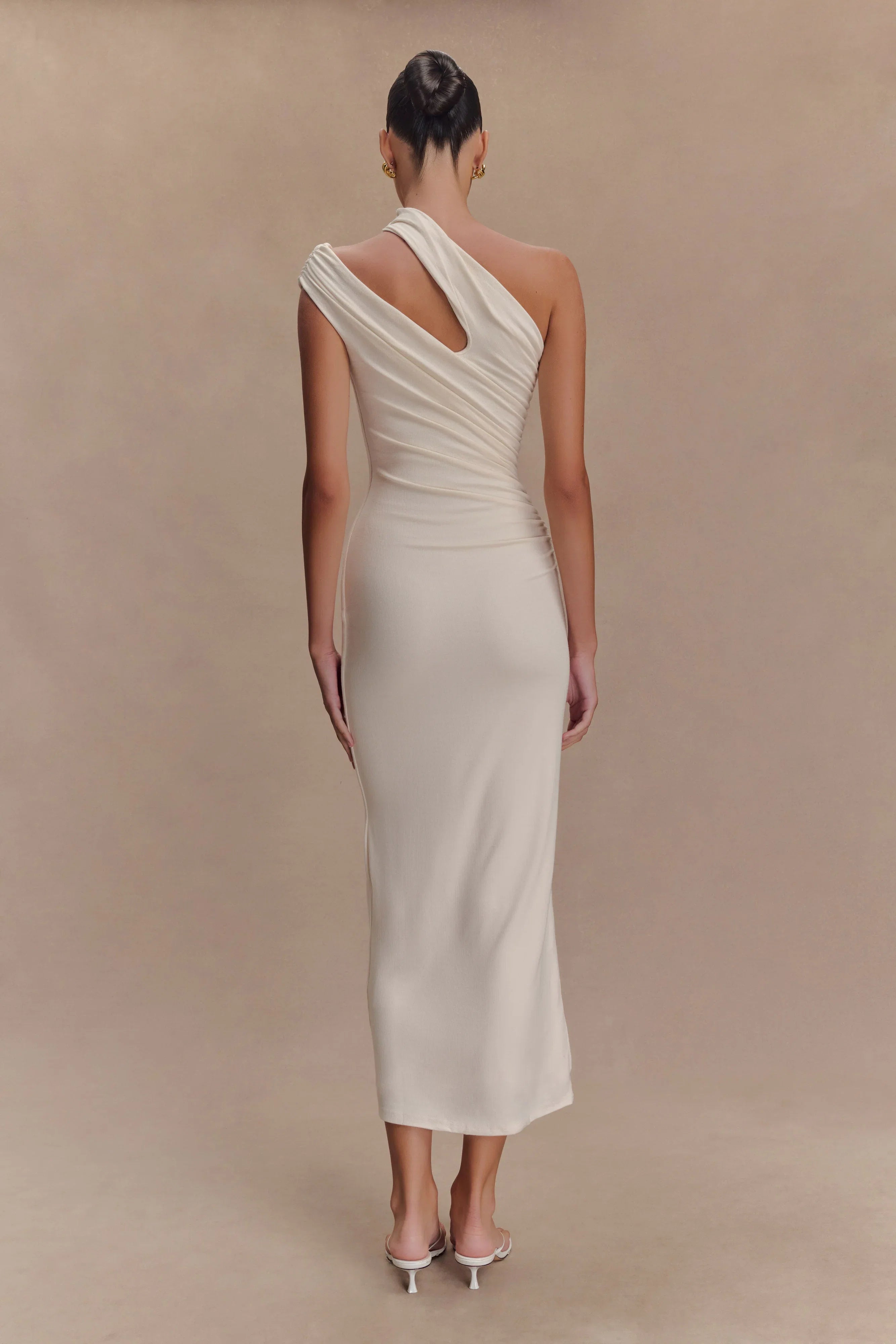 Anastasia One Shoulder Modal Midi Dress Ivory