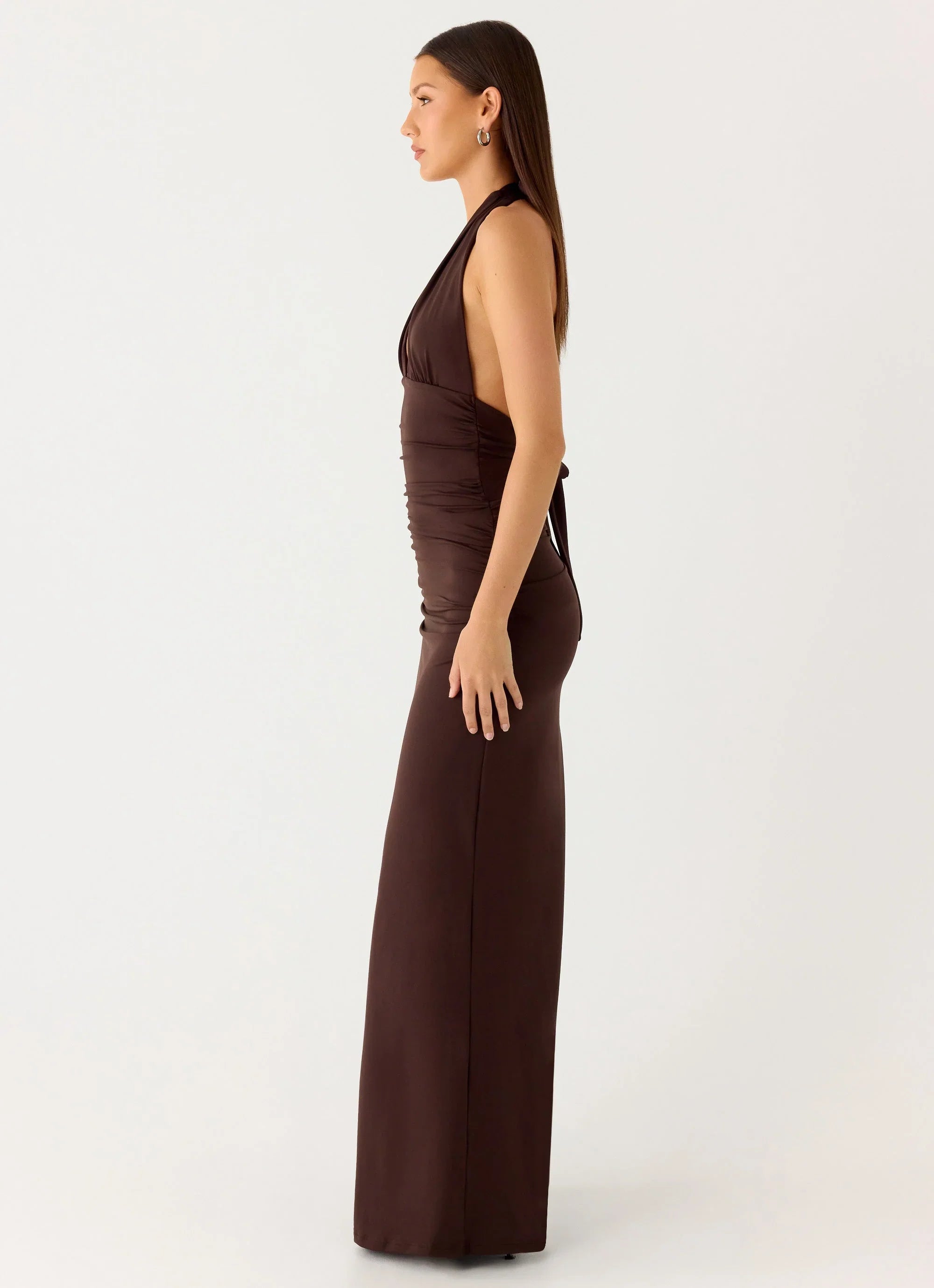 Ilaria Halter Maxi Dress Chocolate