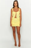 Caspian Yellow Chiffon Mini Skirt