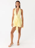 Guide You Halter Neck Mini Dress Yellow
