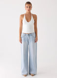Neo Low Rise Wide Leg Denim Jeans Light Blue Wash