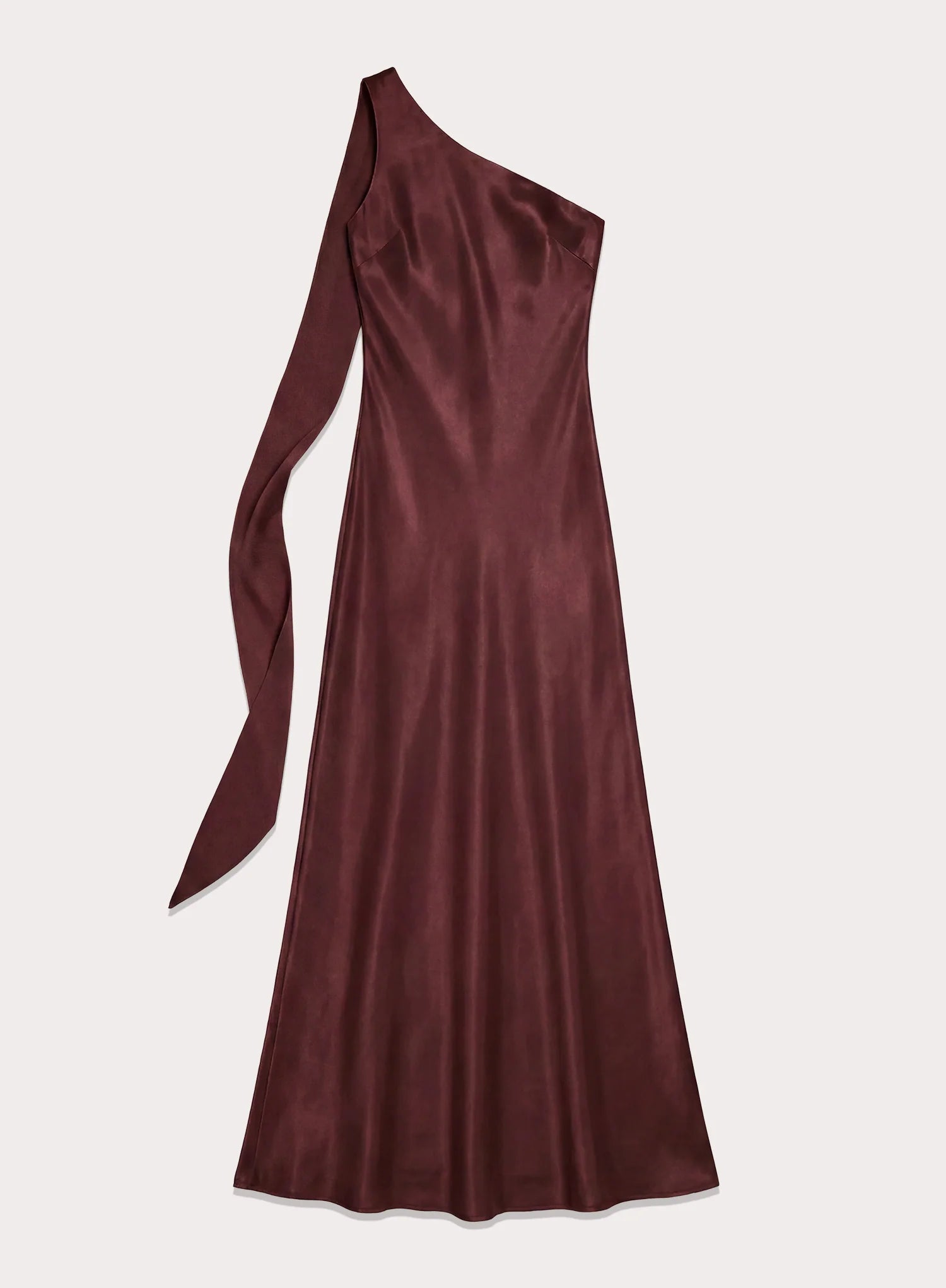Chocolate Satin One Shoulder Maxi Dress