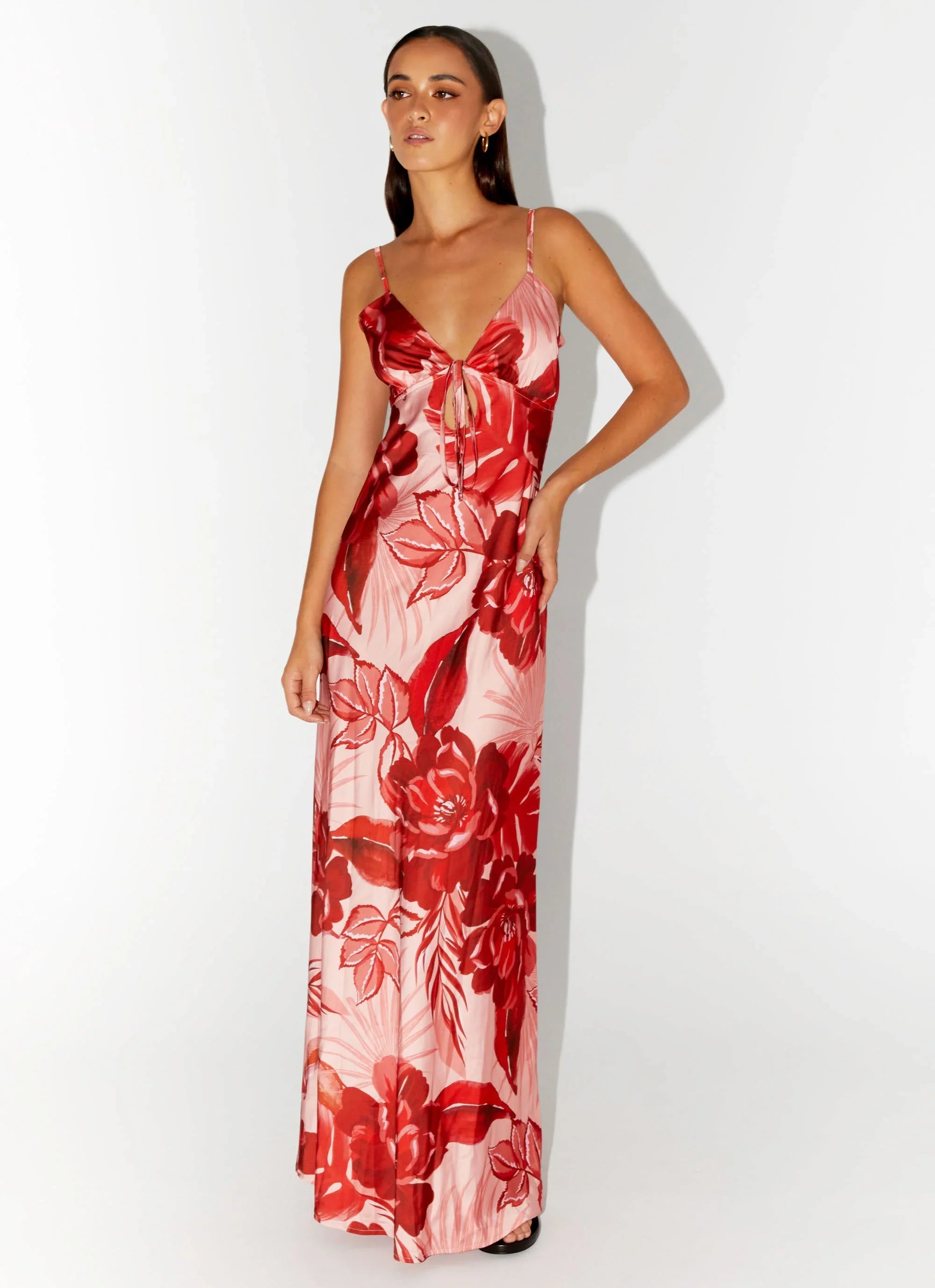 Flora Satin Maxi Dress Sicily Sunsets Print