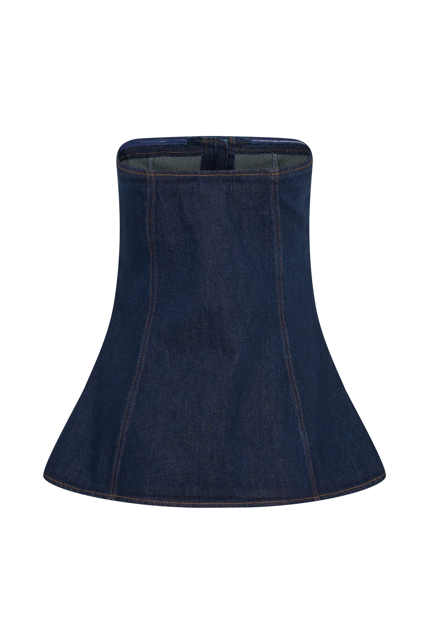Lennox Strapless Long Line Button Top Indigo Blue