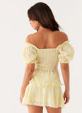 Hundred Percent Puff Sleeve Top Yellow