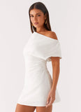 Moonlight Oasis Asymmetrical Cotton Mini Dress Off White