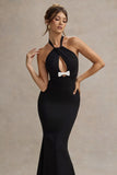 Raelynn Black Halter Neck Cut Out Maxi Dress With Bow