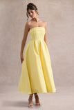 Annalise Lemon Bandeau Skater Midi Dress