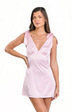 Aimie Pink Satin Party Mini Dress