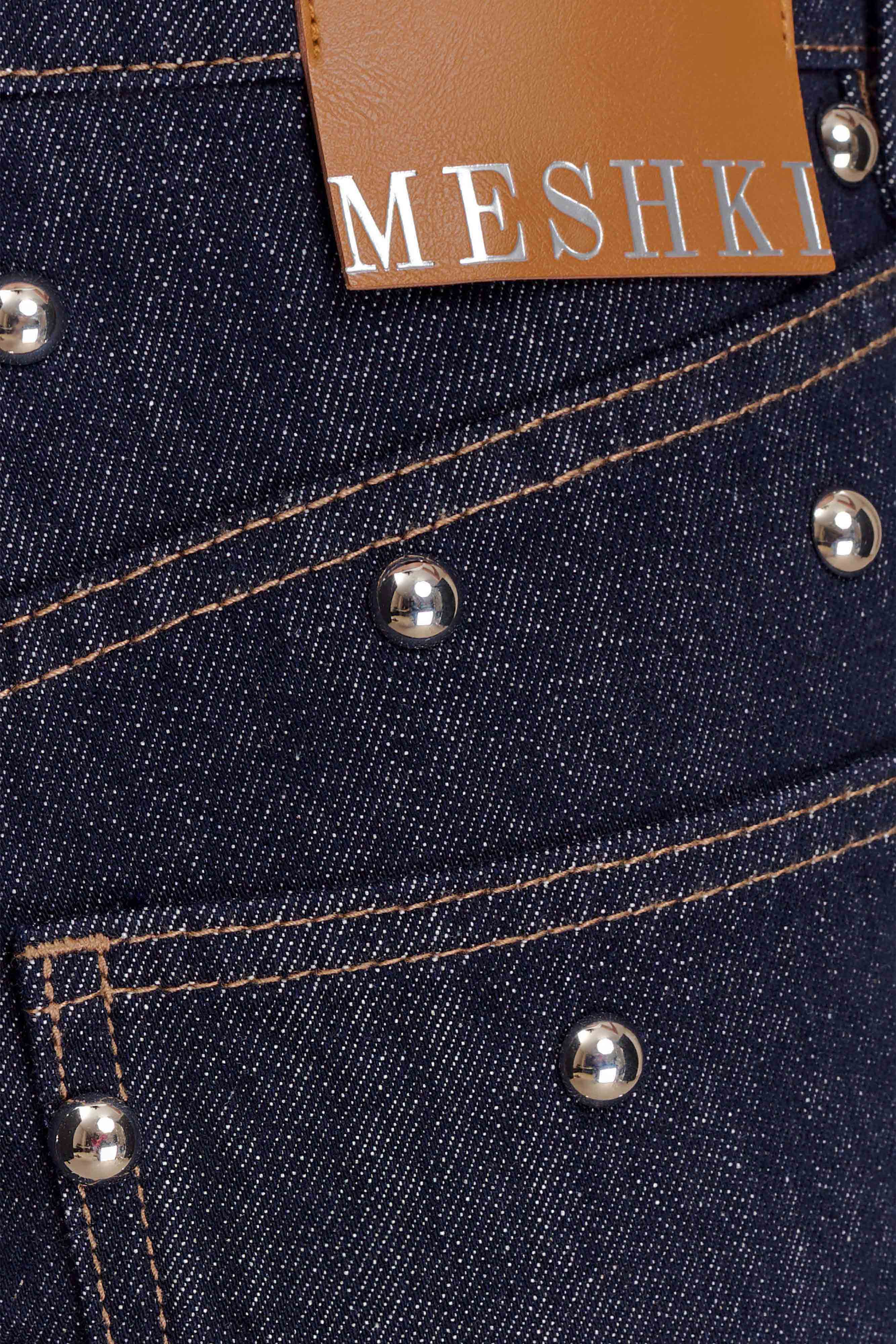 Alima Mid Rise Stud Denim Jeans Washed Indigo Blue