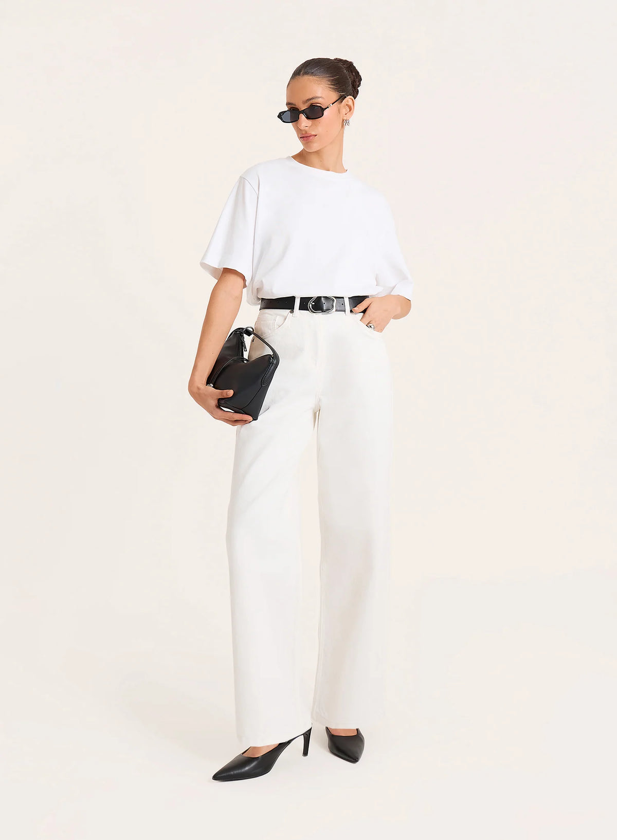 White High Waist Straight Leg Jeans