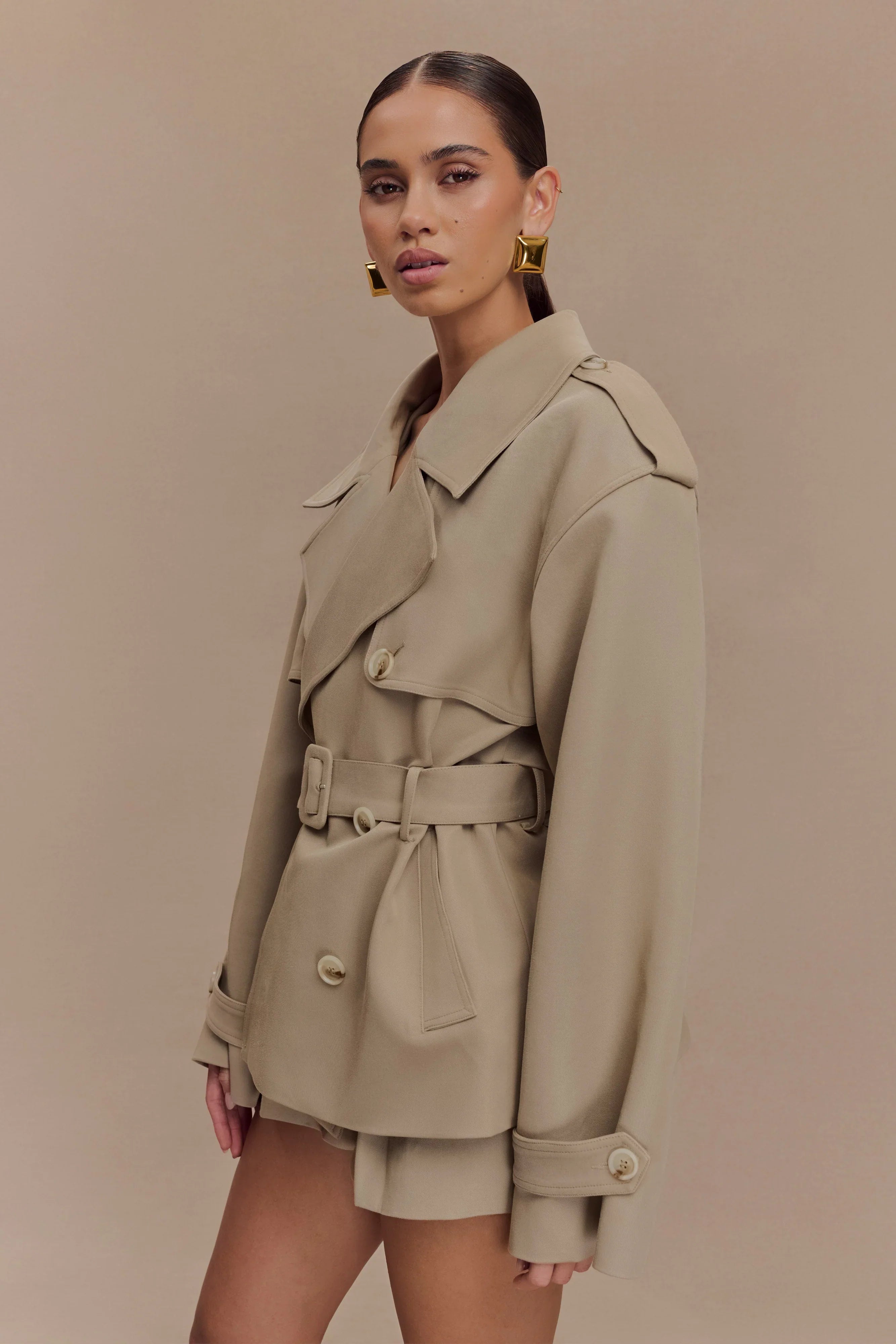 Alden Short Trench Jacket Pebble