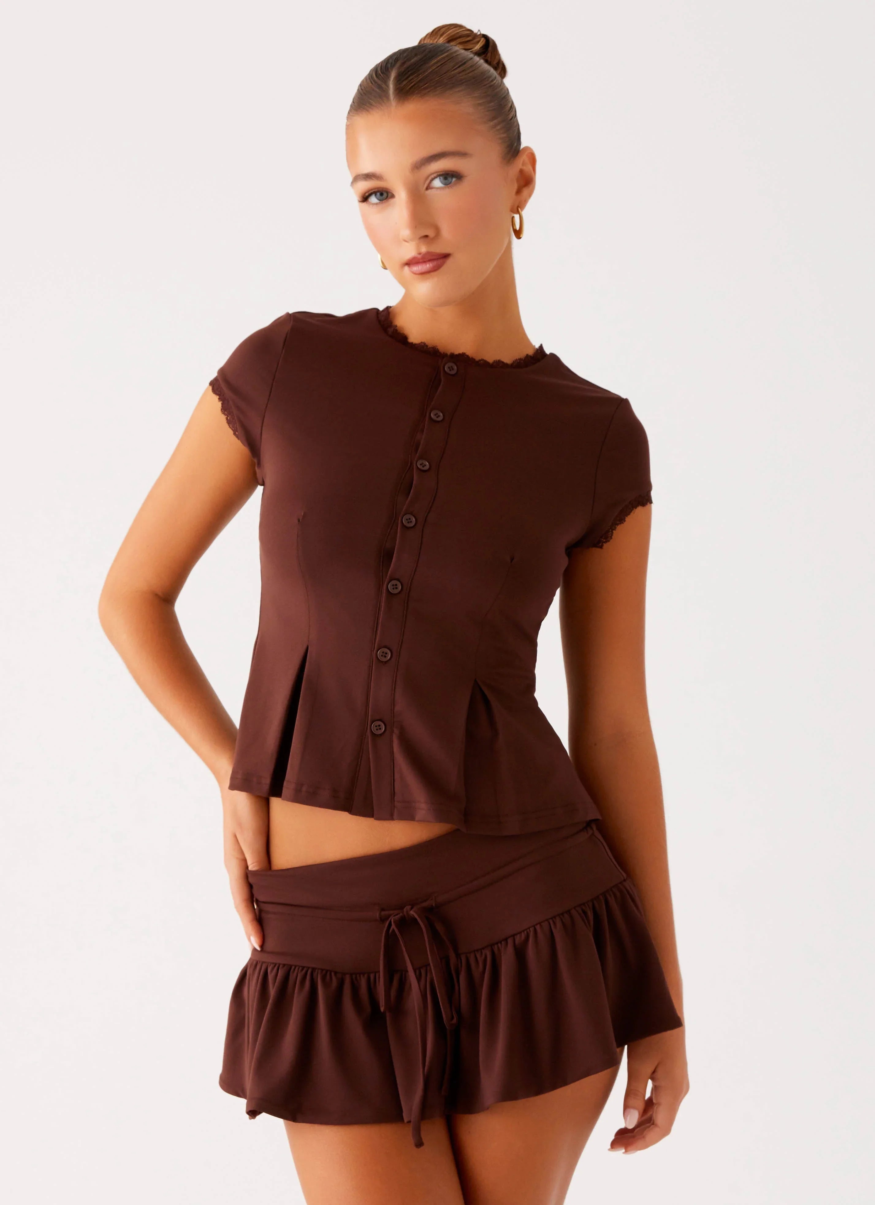 Landon Mini Skort Chocolate