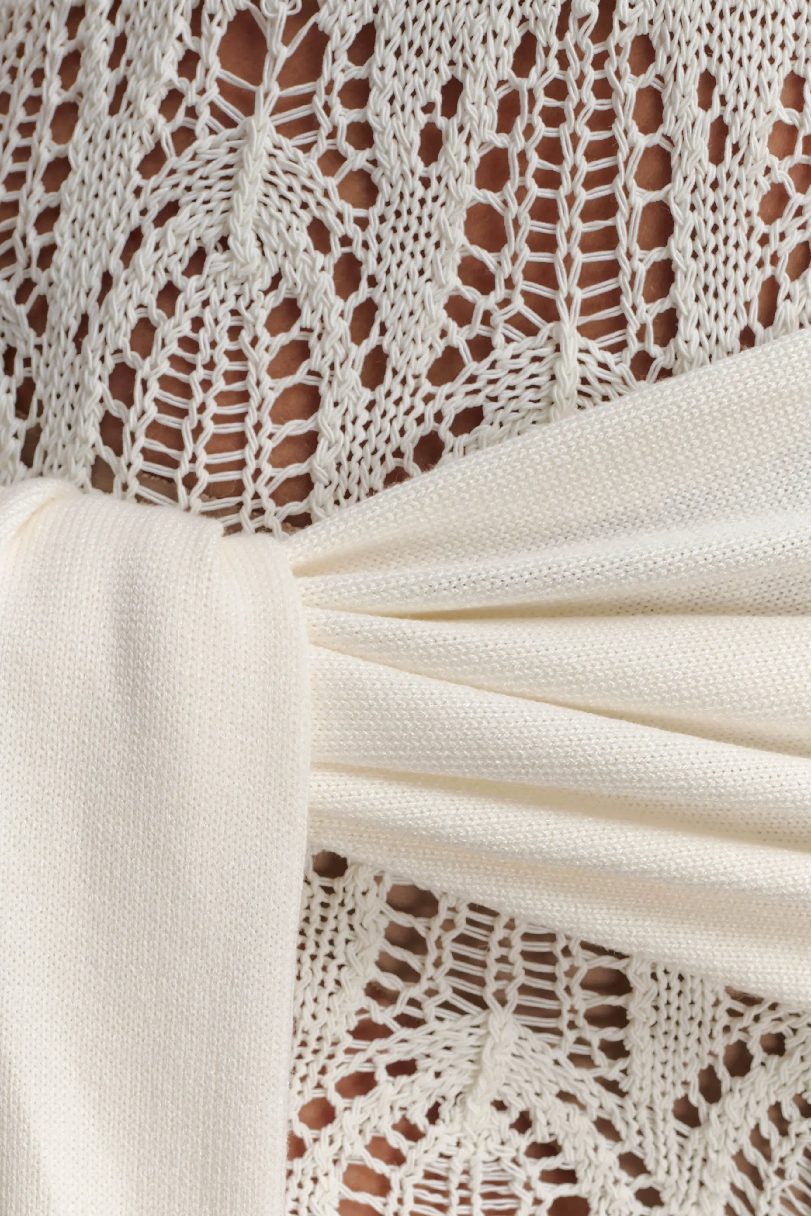 Liora Crochet Shorts With Knit Overlay Ivory