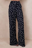 Seloria Black White Satin Polka Dot Wide Leg Trouser